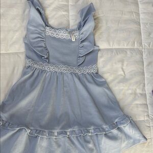 Janie and Jack Light Blue Ruffled Dress with Lace Detail